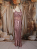 Dusty Mauve Pink Heavy Sequins and Beads Embroidered Design Satin Partywear Gown