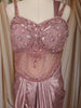 Dusty Mauve Pink Heavy Sequins and Beads Embroidered Design Satin Partywear Gown
