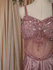 Dusty Mauve Pink Heavy Sequins and Beads Embroidered Design Satin Partywear Gown