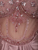 Dusty Mauve Pink Heavy Sequins and Beads Embroidered Design Satin Partywear Gown
