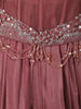 Dusty Mauve Pink Heavy Sequins and Beads Embroidered Design Satin Silk Skirt Top with Cape Sleeve