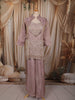 Dusty Mauve Pink Heavy Sequins and Beads Embroidered Design Tissue Part Wear Palazzo Suit