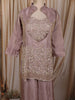 Dusty Mauve Pink Heavy Sequins and Beads Embroidered Design Tissue Part Wear Palazzo Suit