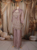 Dusty Mauve Pink Heavy Sequins and Beads Embroidered Design Tissue Part Wear Palazzo Suit