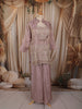 Dusty Mauve Pink Heavy Sequins and Beads Embroidered Design Tissue Part Wear Palazzo Suit