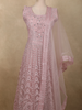 Dusty Mauve Pink Mirror and Beads Embroidered Design Net Gown with Dupatta