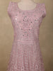 Dusty Mauve Pink Mirror and Beads Embroidered Design Net Gown with Dupatta