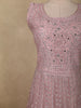 Dusty Mauve Pink Mirror and Beads Embroidered Design Net Gown with Dupatta