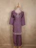 Dusty Mauve Purple Floral Beads Embroidered Design Organza Palazzo Suit
