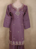 Dusty Mauve Purple Floral Beads Embroidered Design Organza Palazzo Suit