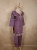 Dusty Mauve Purple Floral Beads Embroidered Design Organza Palazzo Suit