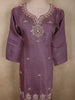 Dusty Mauve Purple Floral Beads Embroidered Design Organza Palazzo Suit