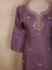 Dusty Mauve Purple Floral Beads Embroidered Design Organza Palazzo Suit