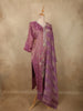 Dusty Mauve Purple Floral Thread and Beads Embroidered Design Tissue Silk Salwar Suit