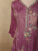 Dusty Mauve Purple Floral Thread and Beads Embroidered Design Tissue Silk Salwar Suit