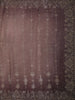 Dusty Mauve Purple Floral Vine Stone Embellished Design Organza Party Wear Saree with Scalloped Border