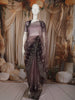 Dusty Mauve Purple Floral Vine Stone Embellished Design Organza Party Wear Saree with Scalloped Border