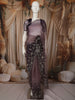 Dusty Mauve Purple Floral Vine Stone Embellished Design Organza Party Wear Saree with Scalloped Border