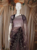 Dusty Mauve Purple Floral Vine Stone Embellished Design Organza Party Wear Saree with Scalloped Border