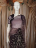 Dusty Mauve Purple Floral Vine Stone Embellished Design Organza Party Wear Saree with Scalloped Border
