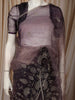 Dusty Mauve Purple Floral Vine Stone Embellished Design Organza Party Wear Saree with Scalloped Border