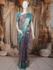 Dusty Mauve Purple Floral Vine Zari Woven Design Pure Kanchipuram Silk Bridal Saree with Contrast Zari Border