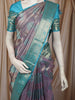 Dusty Mauve Purple Floral Vine Zari Woven Design Pure Kanchipuram Silk Bridal Saree with Contrast Zari Border