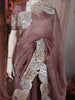 Dusty Mauve Purple Leaf Thread Embroidered Design Pure Tissue Silk Party Wear Saree