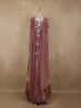 Dusty Mauve Purple Thread Embroidered Design Organza Lehenga with Dupatta
