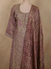 Dusty Mauve Rose Floral Sequins Embroidered Design Tissue Silk Palazzo Suit with Dupatta