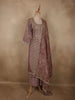 Dusty Mauve Rose Floral Sequins Embroidered Design Tissue Silk Palazzo Suit with Dupatta