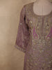 Dusty Mauve Rose Floral Sequins Embroidered Design Tissue Silk Palazzo Suit with Dupatta