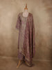 Dusty Mauve Rose Floral Sequins Embroidered Design Tissue Silk Palazzo Suit with Dupatta