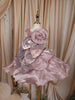 Onion Pink Sequins Embroidered Design Organza Kids Party Frock With 3D Floral Appliqué