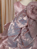 Onion Pink Sequins Embroidered Design Organza Kids Party Frock With 3D Floral Appliqué