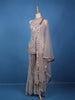 Dusty Mauve Sequins Embroidered Net Palazzo Suit With Dupatta
