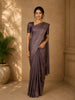 Dusty Mauve Solid Design Semi Tussar Saree With Floral Printed Border