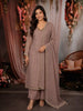 Dusty Mauve Stone Embellished Design Tissue Silk Straight Cut Salwar Suit with Dupatta