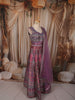 Dusty Mauve Traditional Floral Printed and Stone Embellished Design Raw Silk Bridesmaid Lehenga Choli with Matching Dupatta