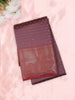 Dusty Mauve Wine Purple Butta Zari Woven Design Semi Silk Saree with Contrast Floral Border