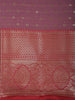 Dusty Mauve Wine Purple Butta Zari Woven Design Semi Silk Saree with Contrast Floral Border