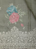 Dusty Olive Green Floral Thread Embroidered Design Pure Tussar Silk Fancy Saree with Thread Work Border