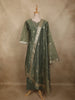 Dusty Olive Green Floral Zari Embroidered Design Tissue Silk Salwar Suit