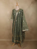 Dusty Olive Green Floral Zari Embroidered Design Tissue Silk Salwar Suit