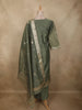 Dusty Olive Green Floral Zari Embroidered Design Tissue Silk Salwar Suit