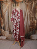 Dusty Onion Pink Floral Printed Design Cotton Anarkali Salwar Suit with Dupatta