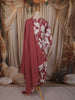 Dusty Onion Pink Floral Printed Design Cotton Anarkali Salwar Suit with Dupatta