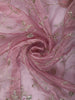 Dusty Onion Pink Floral Sequins and Beads Embroidered Design Tissue Organza Designer Saree with Matching Blouse