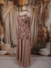 Dusty Onion Pink Floral Sequins and Thread Embroidered Design Georgette Palazzo Suit with Choker Dupatta