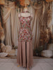 Dusty Onion Pink Floral Sequins and Thread Embroidered Design Georgette Palazzo Suit with Choker Dupatta